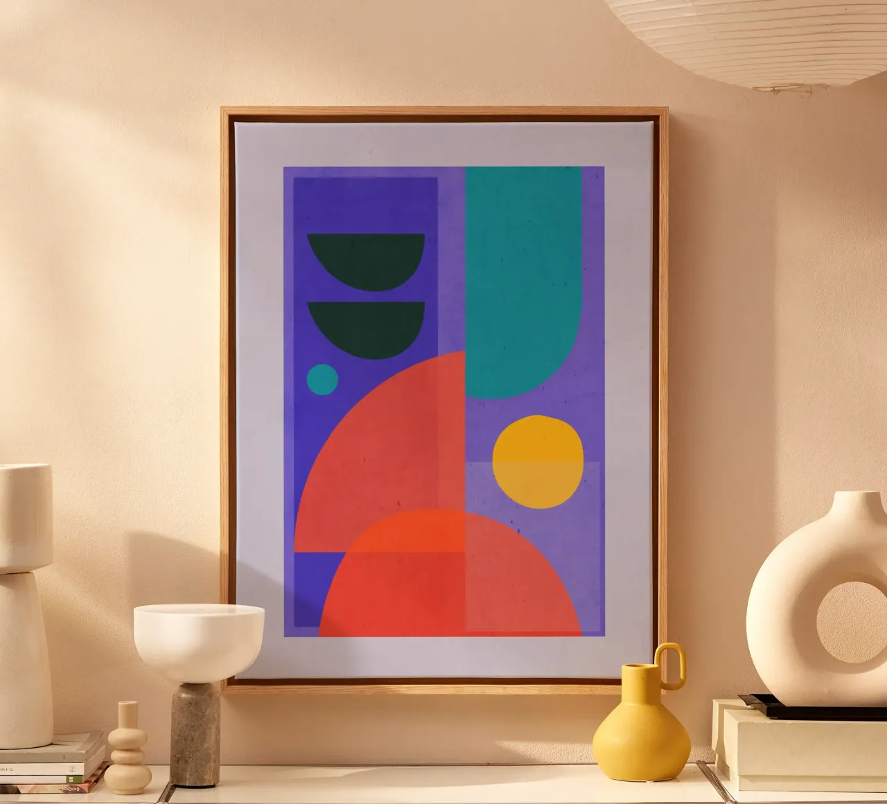 Moderne abstrakte minimale Formen a1 Leinwand mit Schattenfugenrahmen von ThingDesign