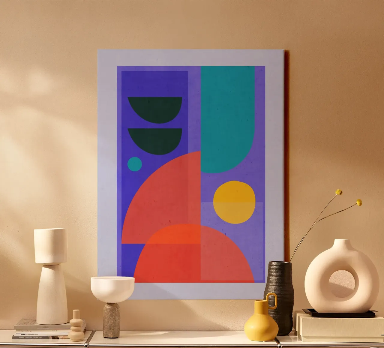 Moderne abstrakte minimale Formen a1 Leinwand mit Schattenfugenrahmen von ThingDesign