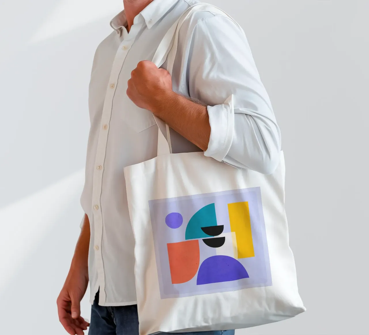 Forme astratte moderne e minimali a2 borsa in juta da ThingDesign