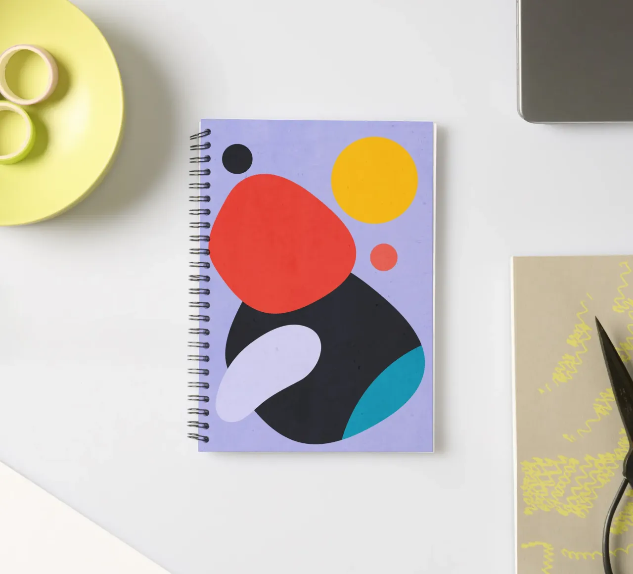 Modern Abstract Minimal Shapes a3 spiral notebook by ThingDesign