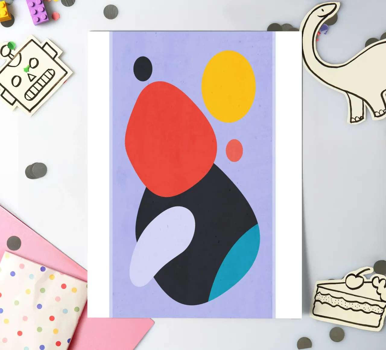 Modern Abstract Minimal Shapes a3 sticker sheet by ThingDesign