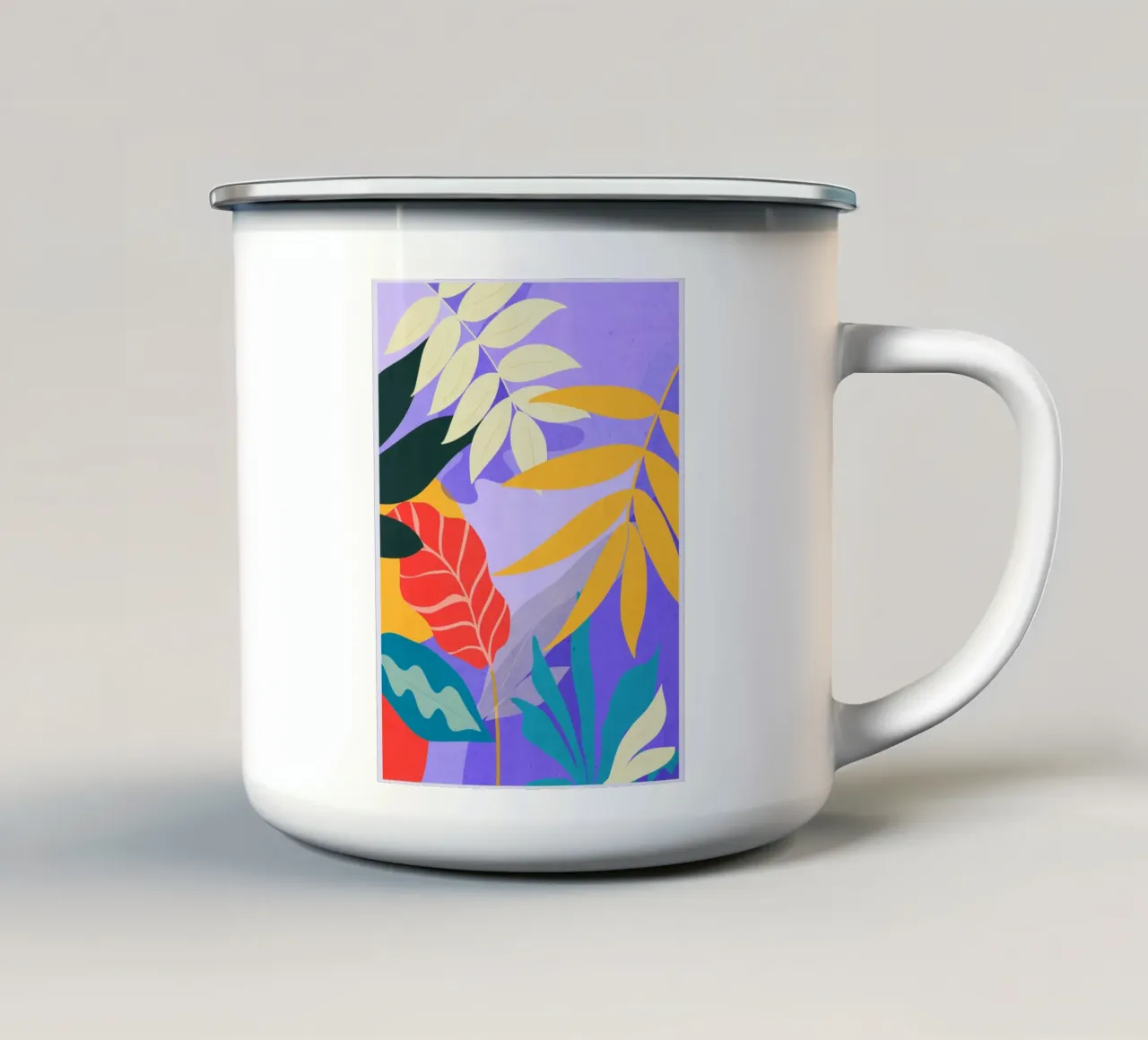 Arte astratta moderna Foglie tropicali a1 tazza in smalto da ThingDesign