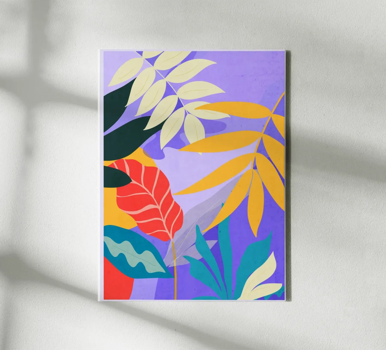 Moderne abstracte kunst tropische bladeren a1 canvas met Baklijst van ThingDesign