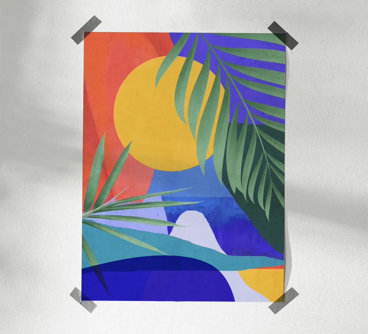 Moderne abstracte kunst tropische bladeren a2 poster van ThingDesign