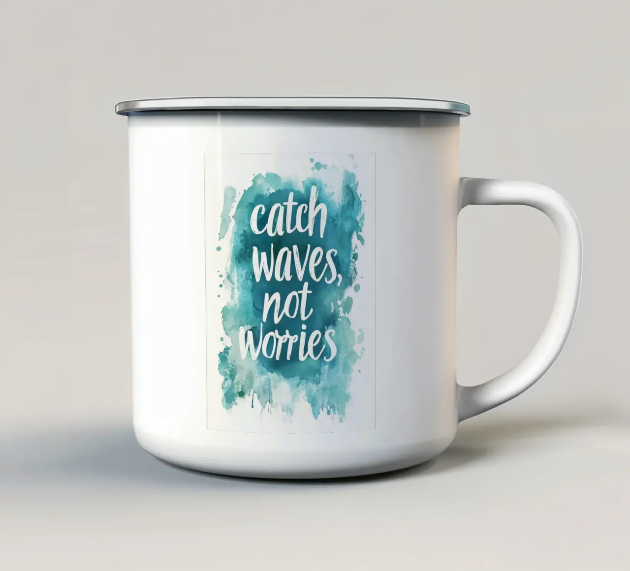 Catch Waves Not Worries tazza in smalto da treechild