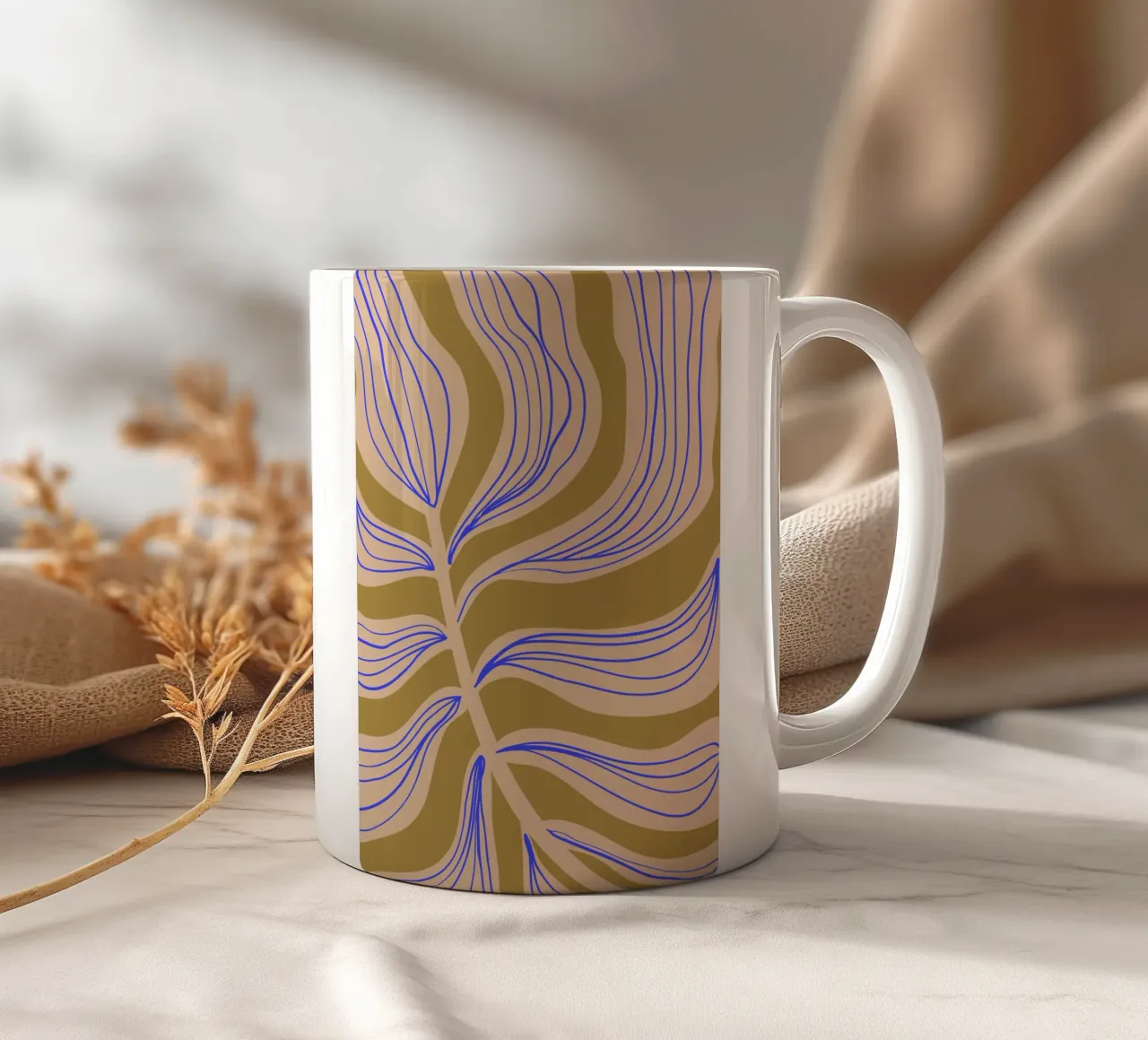 Green Blue Leaf | Abstract Art | Botanical Print tazza in ceramica da PrintCessStudio