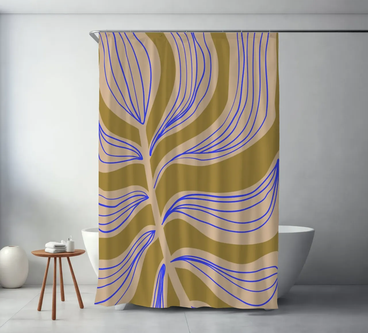 Green Blue Leaf | Abstract Art | Botanical Print rideau de douche de PrintCessStudio