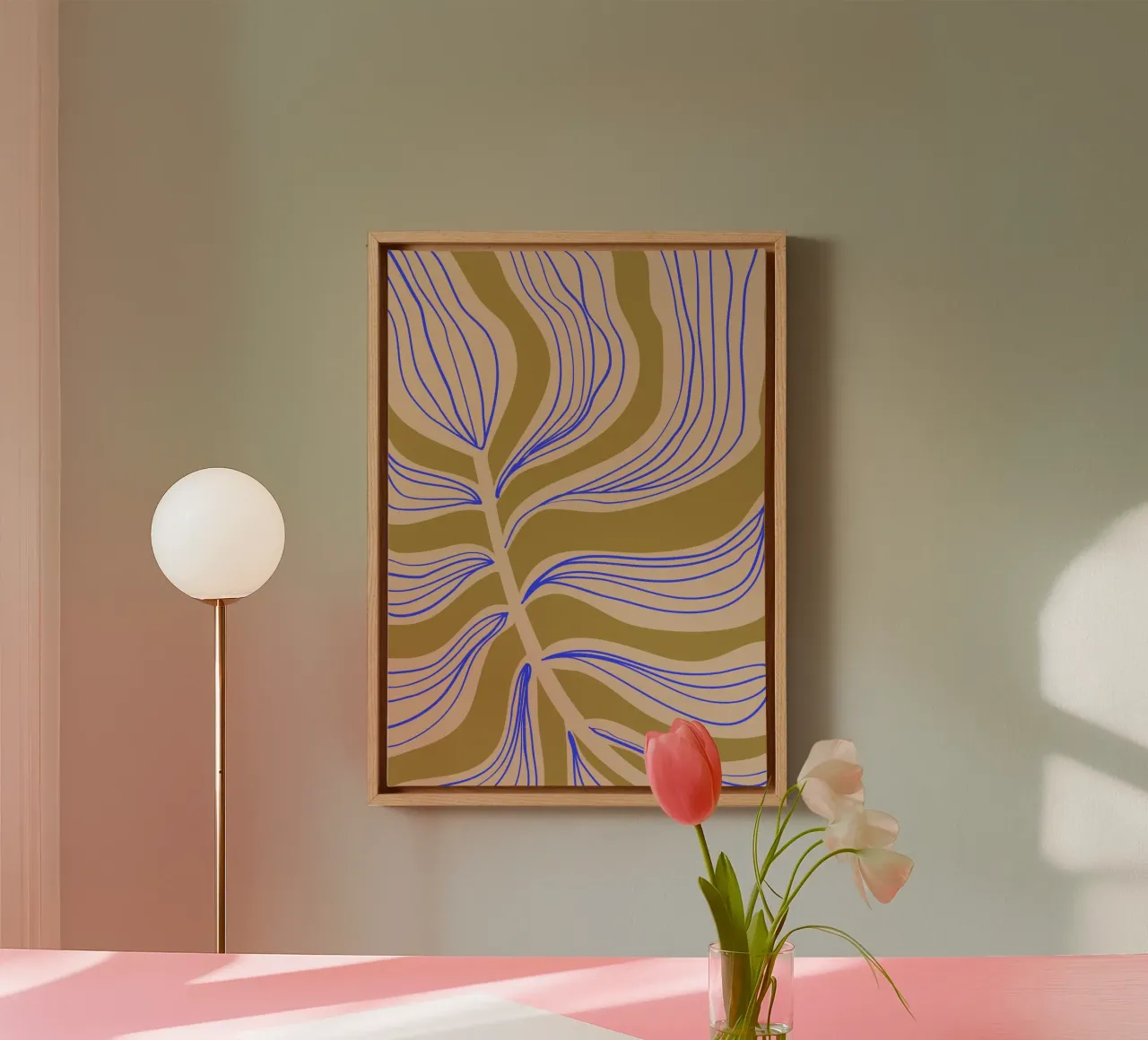 Green Blue Leaf | Abstract Art | Botanical Print tela con Cornice a cassetta da PrintCessStudio