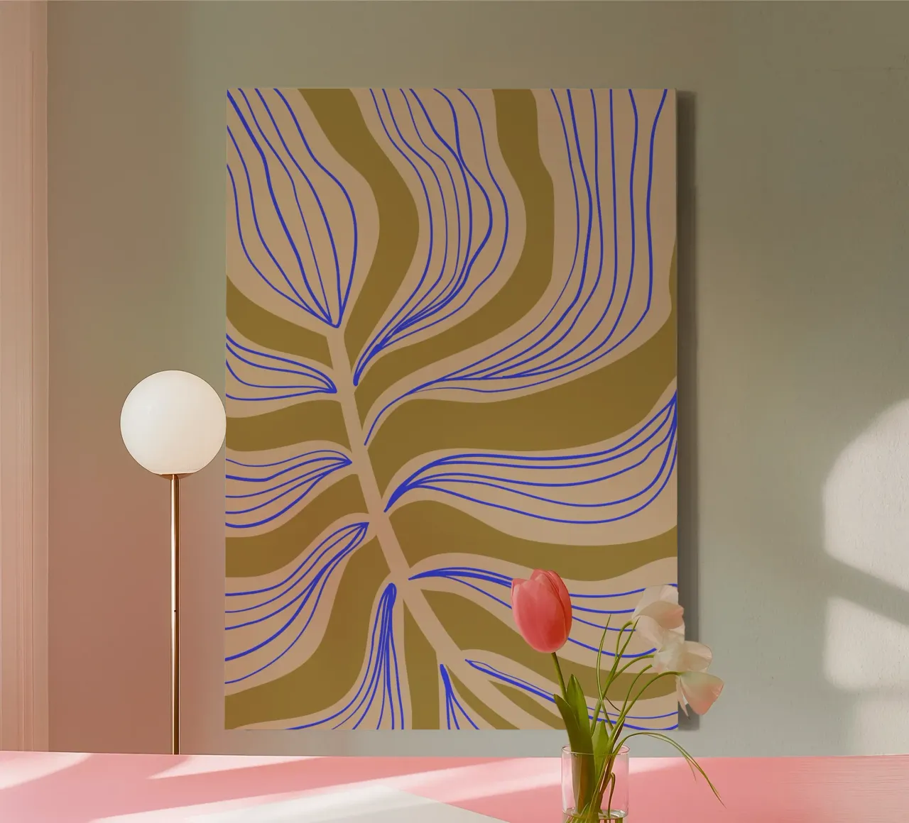 Green Blue Leaf | Abstract Art | Botanical Print tela con Cornice a cassetta da PrintCessStudio