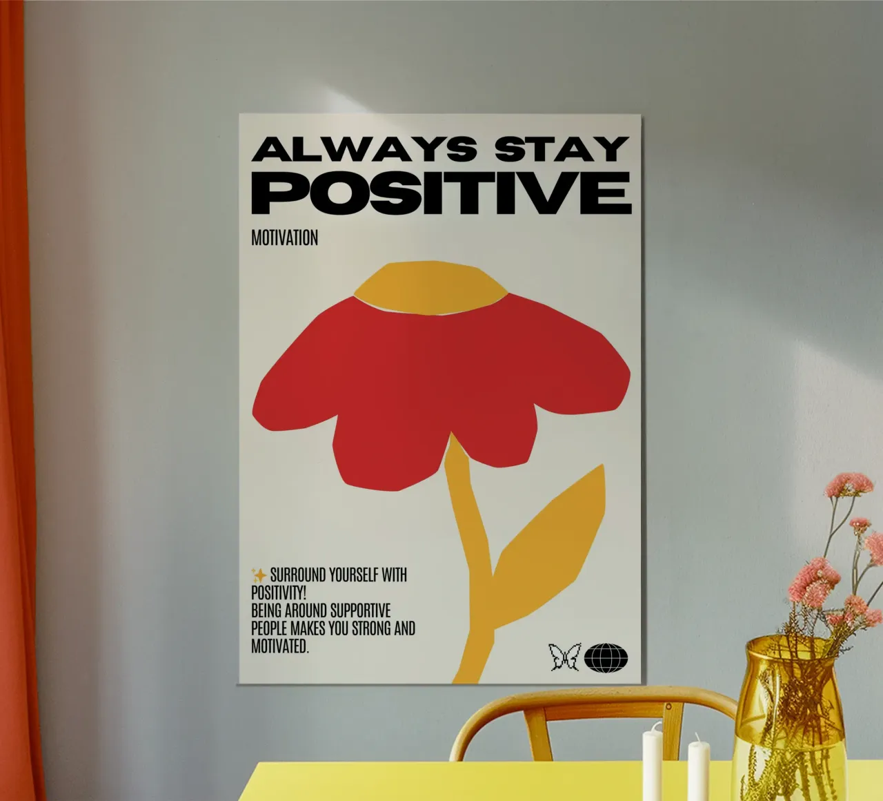 ALWAYS STAY POSITIV poster con telaio in legno da Einfach Uebel