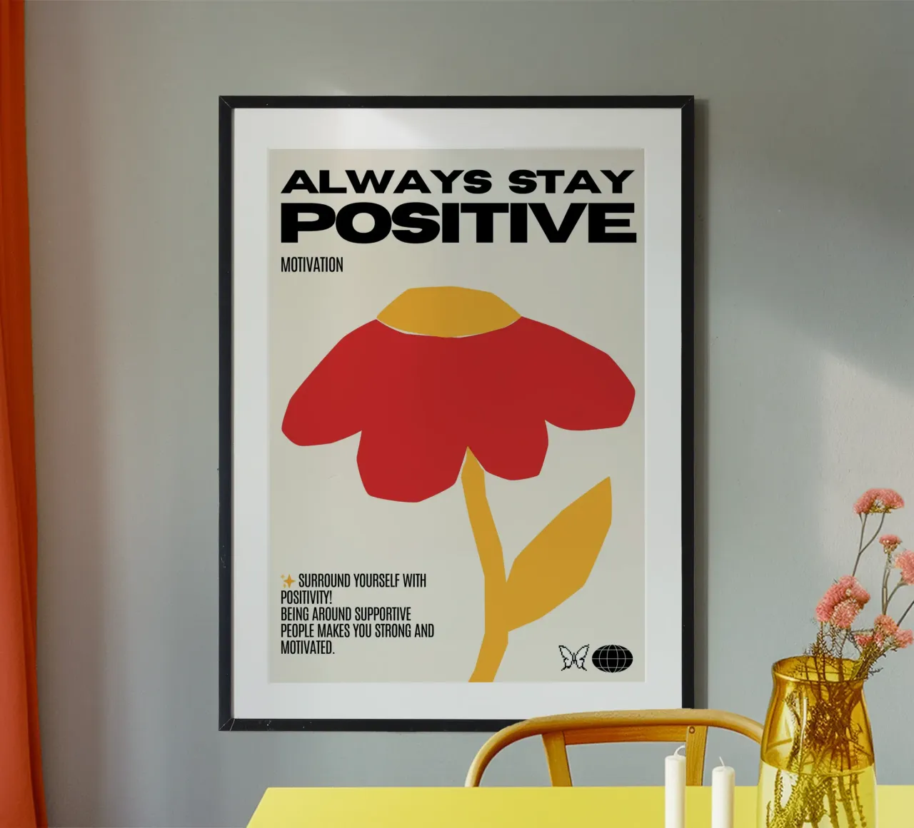 ALWAYS STAY POSITIV poster con telaio in legno da Einfach Uebel