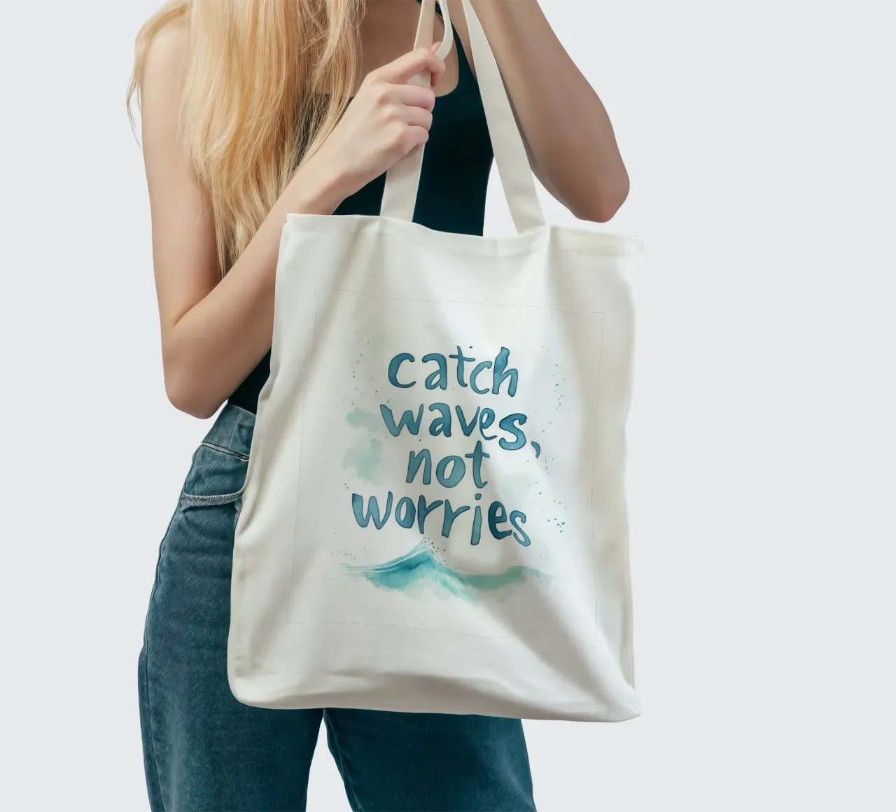 Catch Waves Not Worries No 2 borsa in juta da treechild