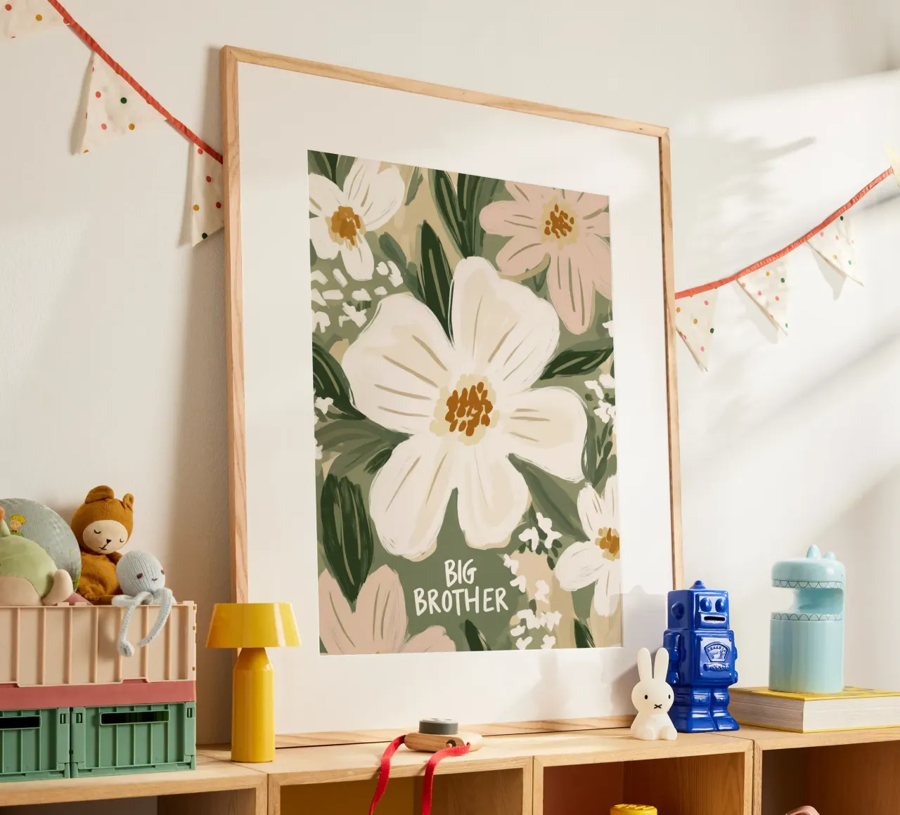 Big Brother No 4 poster con telaio in legno da treechild
