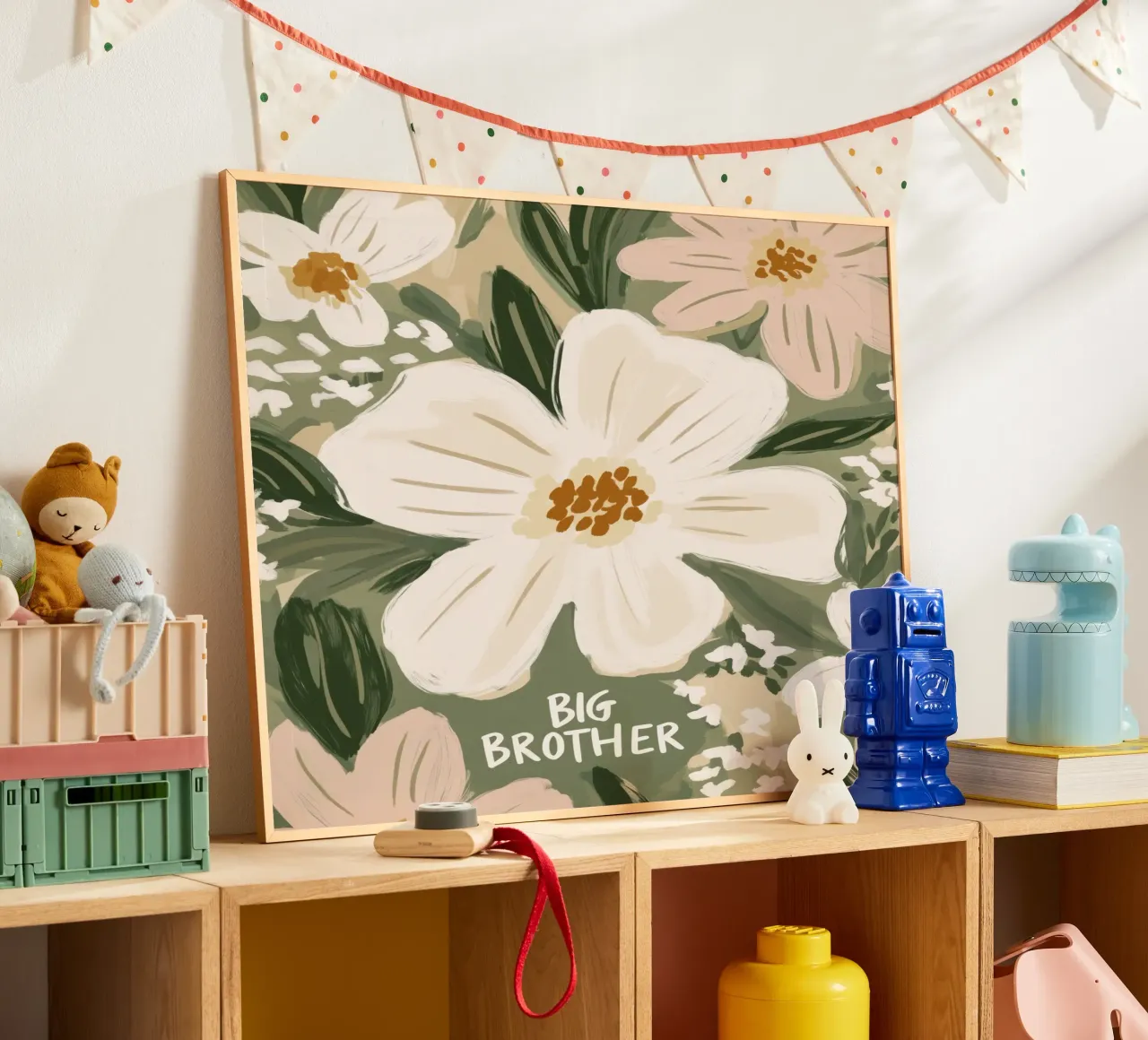Big Brother No 4 poster con telaio in legno da treechild