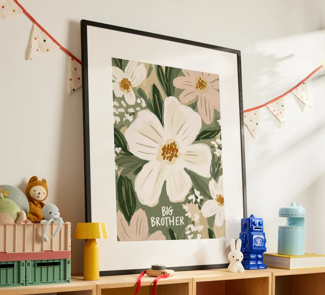 Big Brother No 4 poster con telaio in legno da treechild