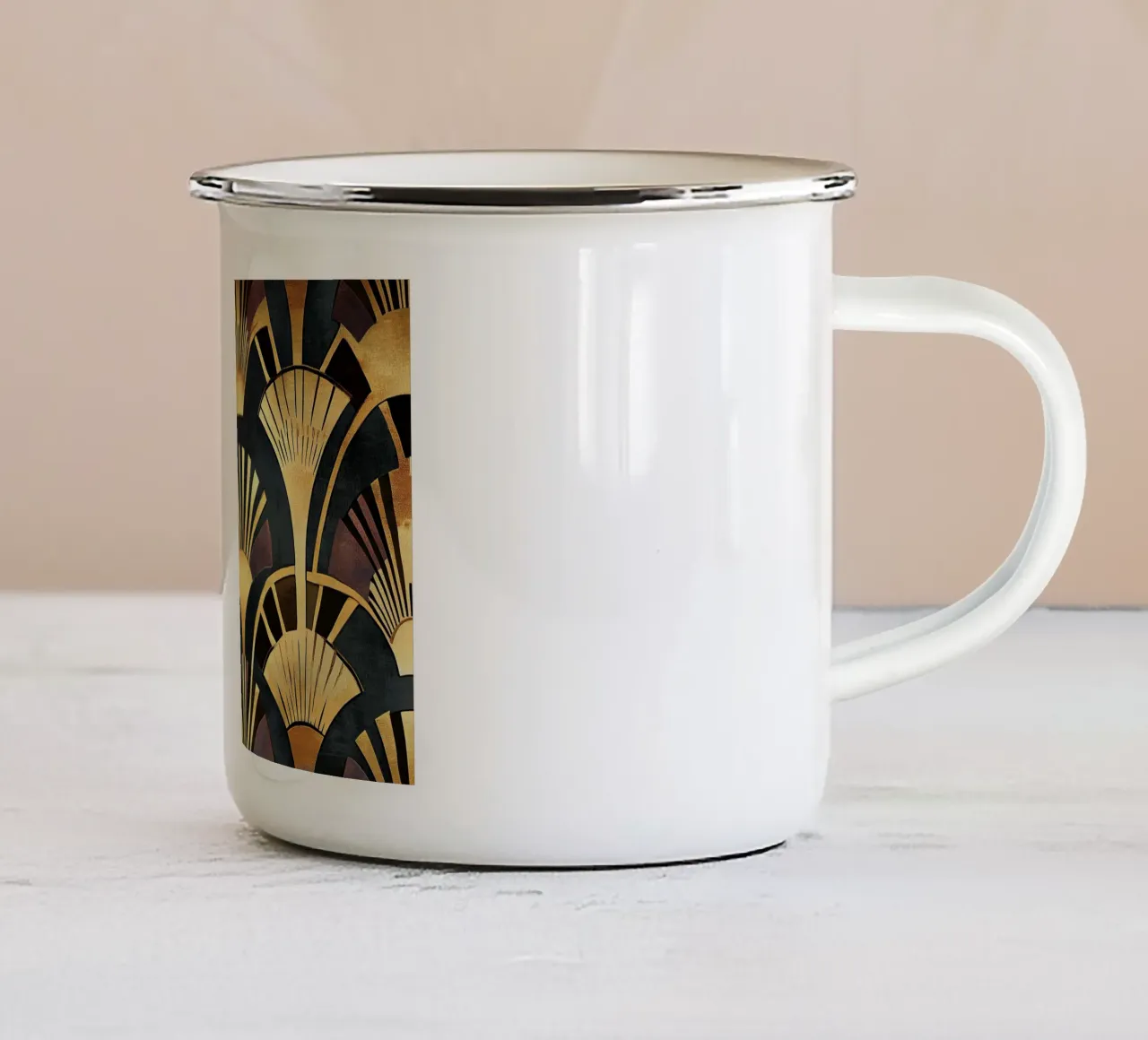 Art déco "Contours of Elegance" tazza in smalto da Nikis Art Studio