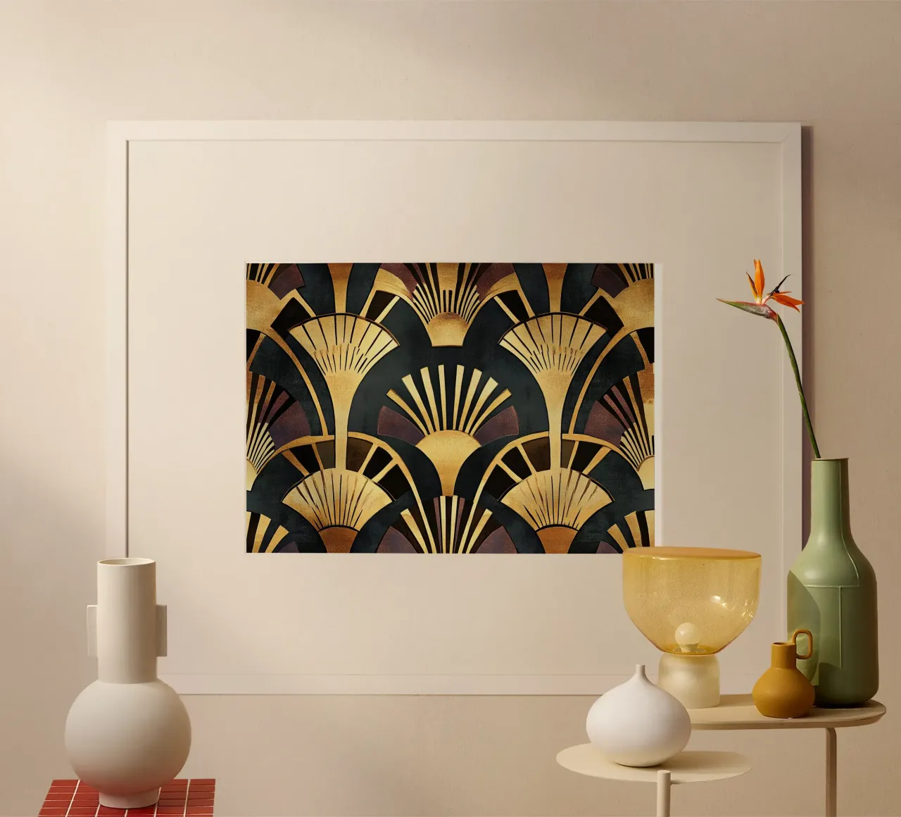 Art déco "Contours of Elegance" poster con telaio in alluminio da Nikis Art Studio