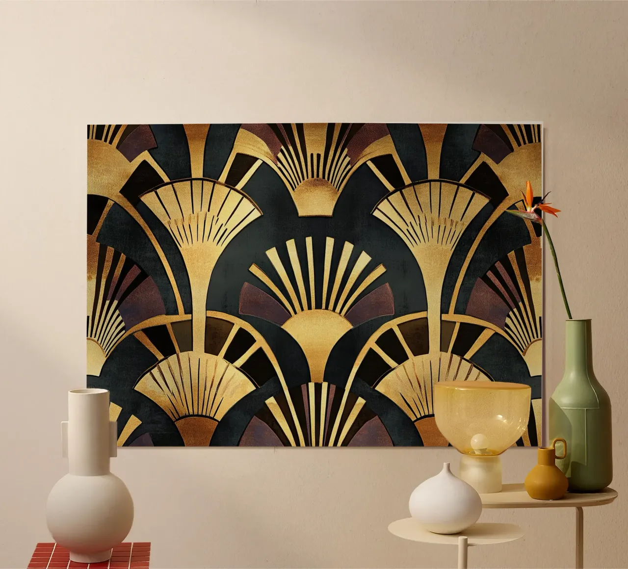 Art déco "Contours of Elegance" poster con telaio in alluminio da Nikis Art Studio