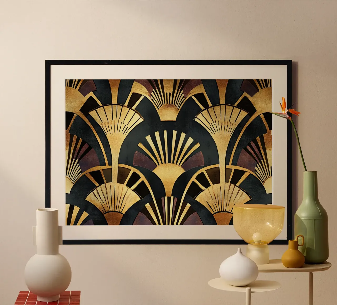 Art déco "Contours of Elegance" poster con telaio in alluminio da Nikis Art Studio