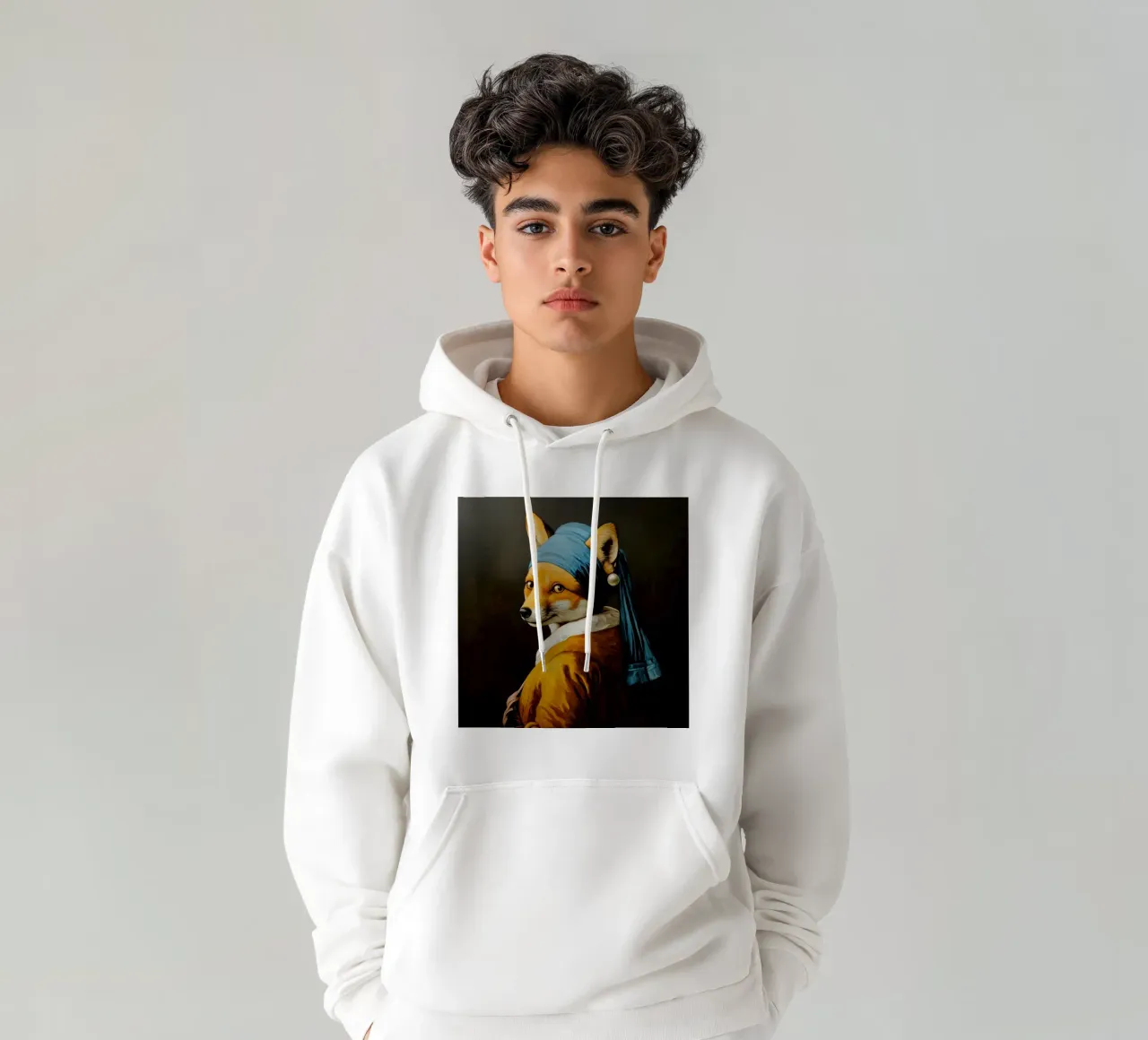 La volpe con l'orecchino di perla felpa con cappuccio da Modern Muse