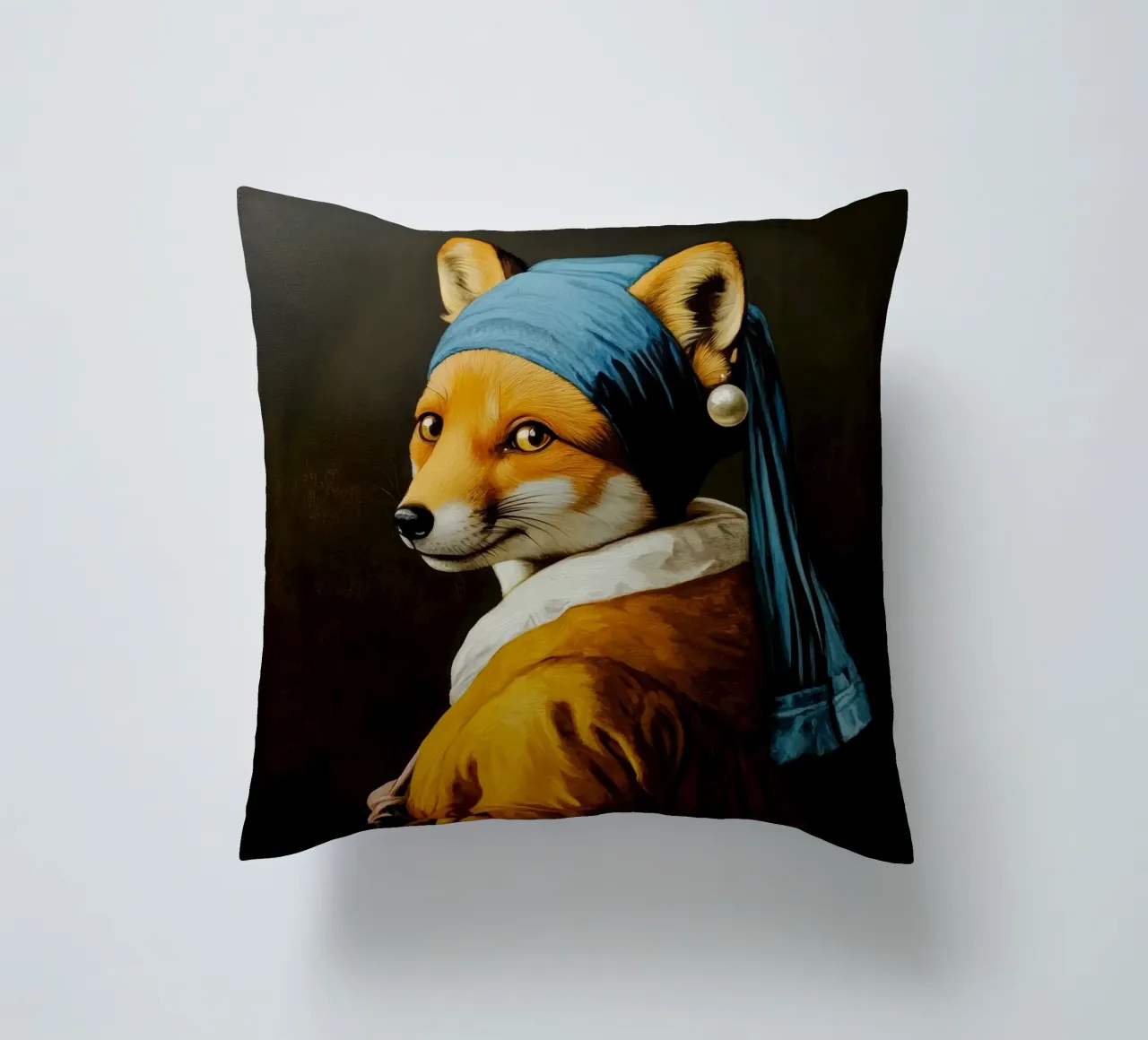 The Fox with the Pearl Earring decorative cushion by Modern Muse