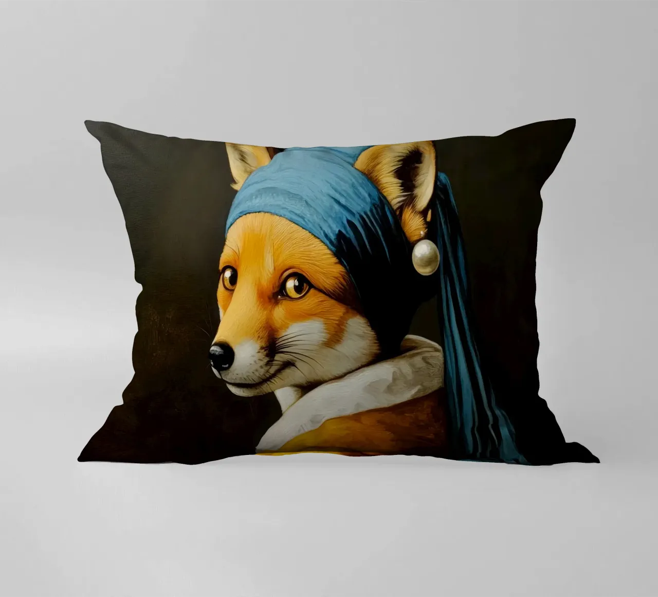 The Fox with the Pearl Earring decorative cushion by Modern Muse
