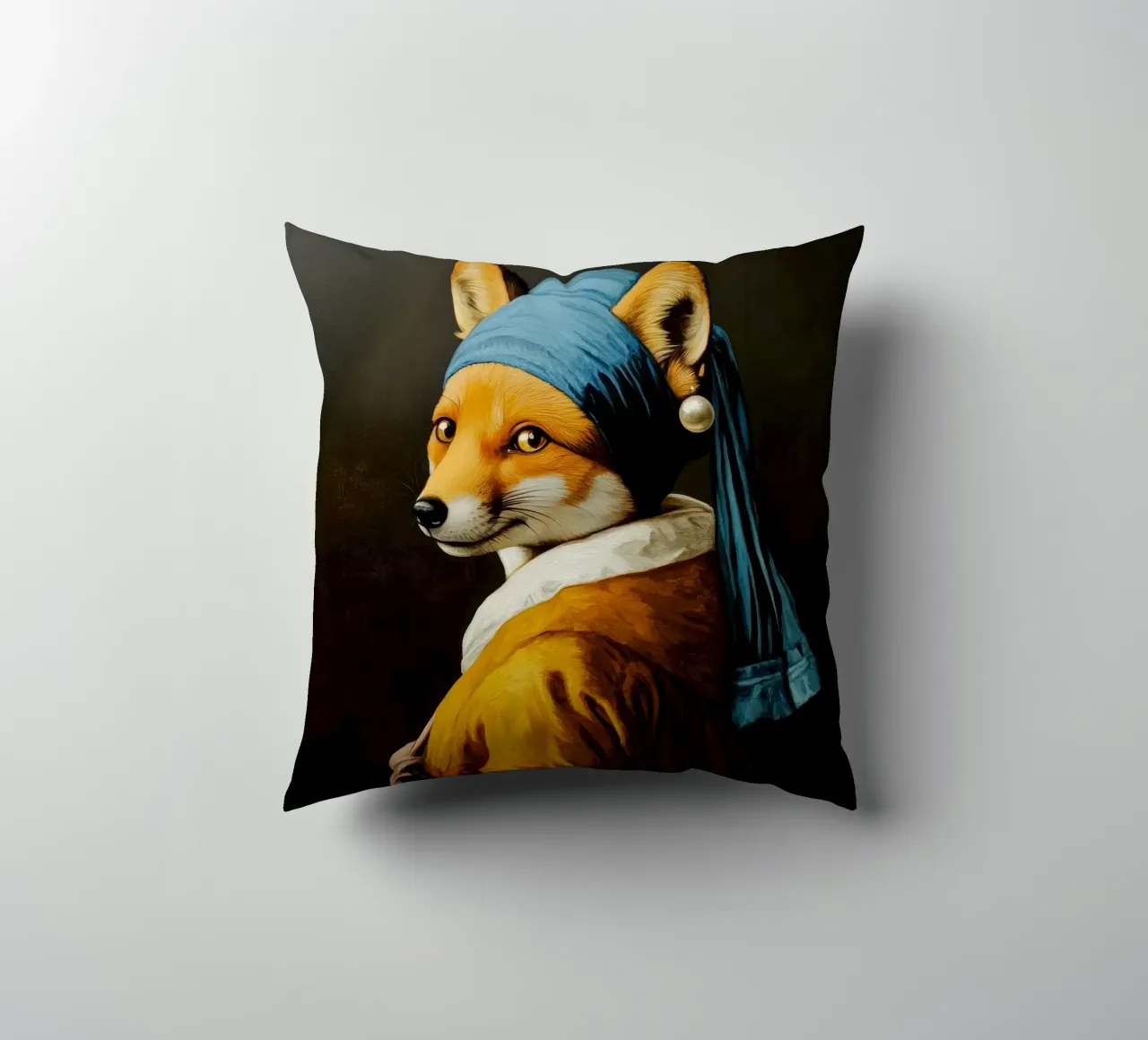 The Fox with the Pearl Earring decorative cushion by Modern Muse