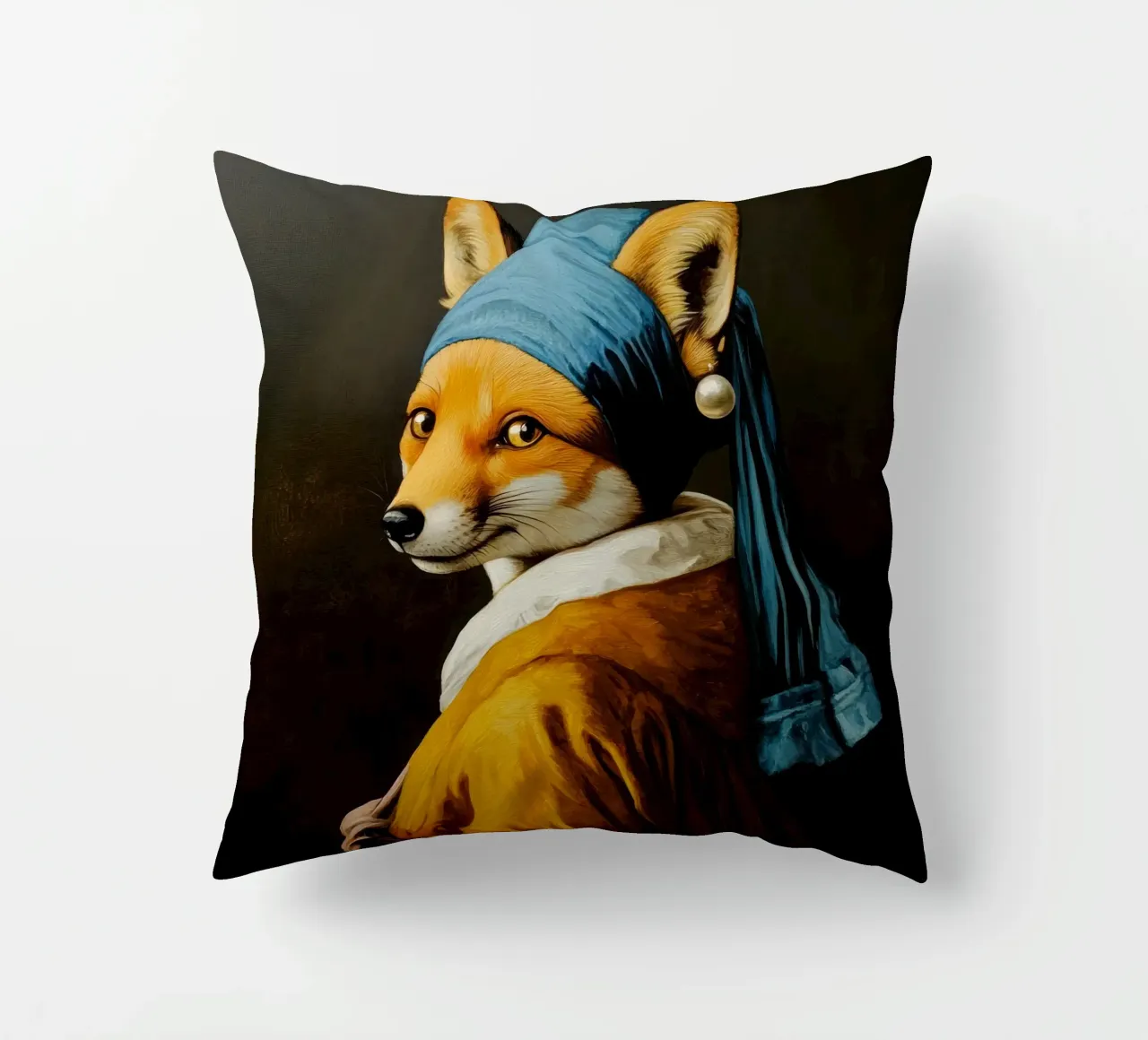 The Fox with the Pearl Earring decorative cushion by Modern Muse