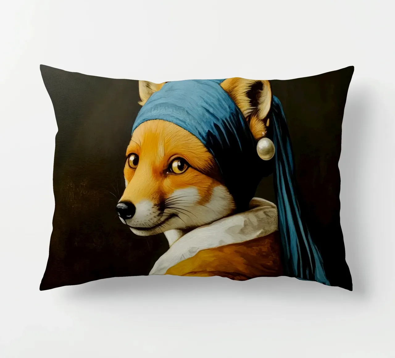 The Fox with the Pearl Earring decorative cushion by Modern Muse