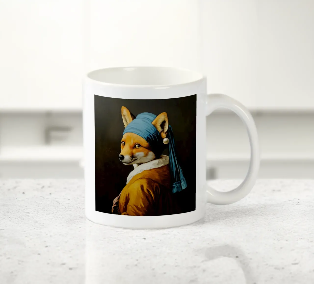 Der Fuchs mit dem Perlenohrring Keramik Tasse von Modern Muse