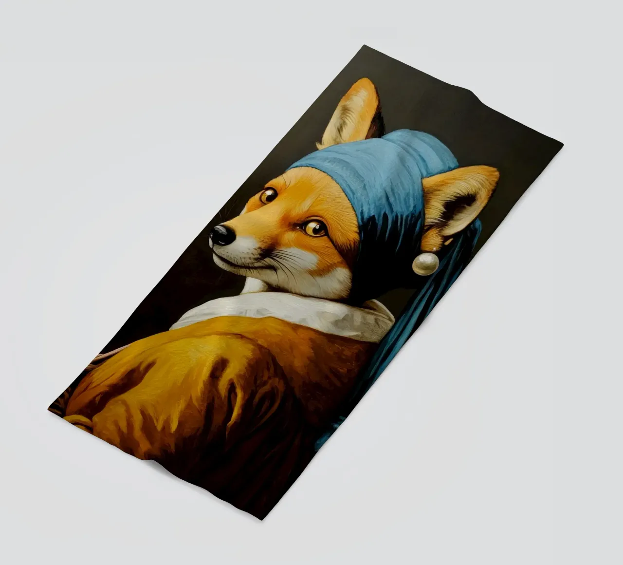 The Fox with the Pearl Earring beach towel by Modern Muse