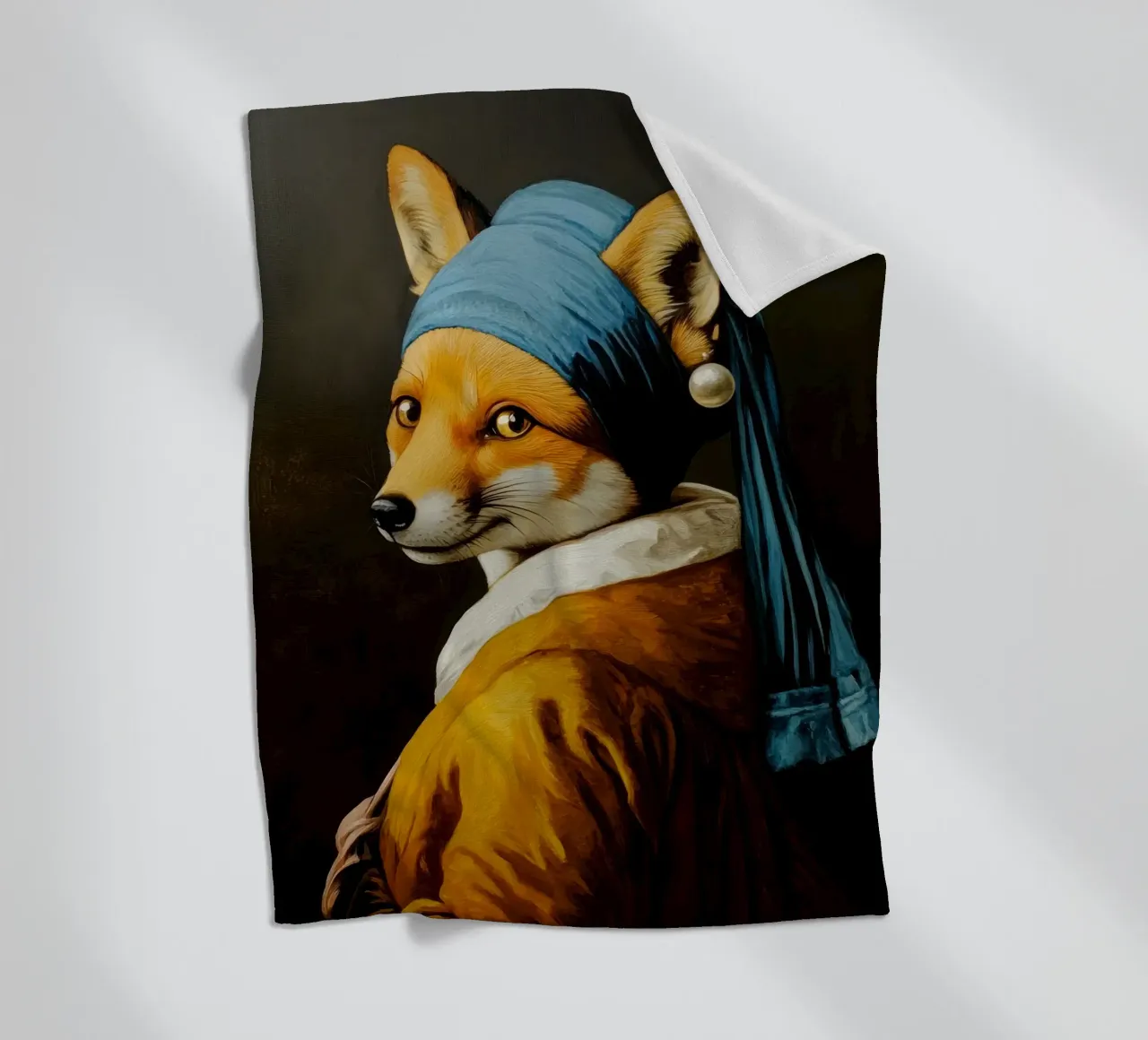 Der Fuchs mit dem Perlenohrring Fleecedecke von Modern Muse