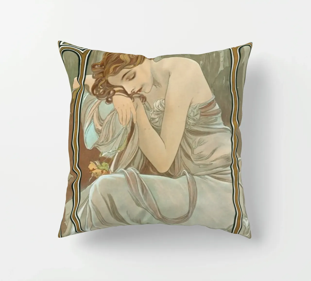 Alfons Mucha - Die Nachtruhe Kissen von ARTOTHEK
