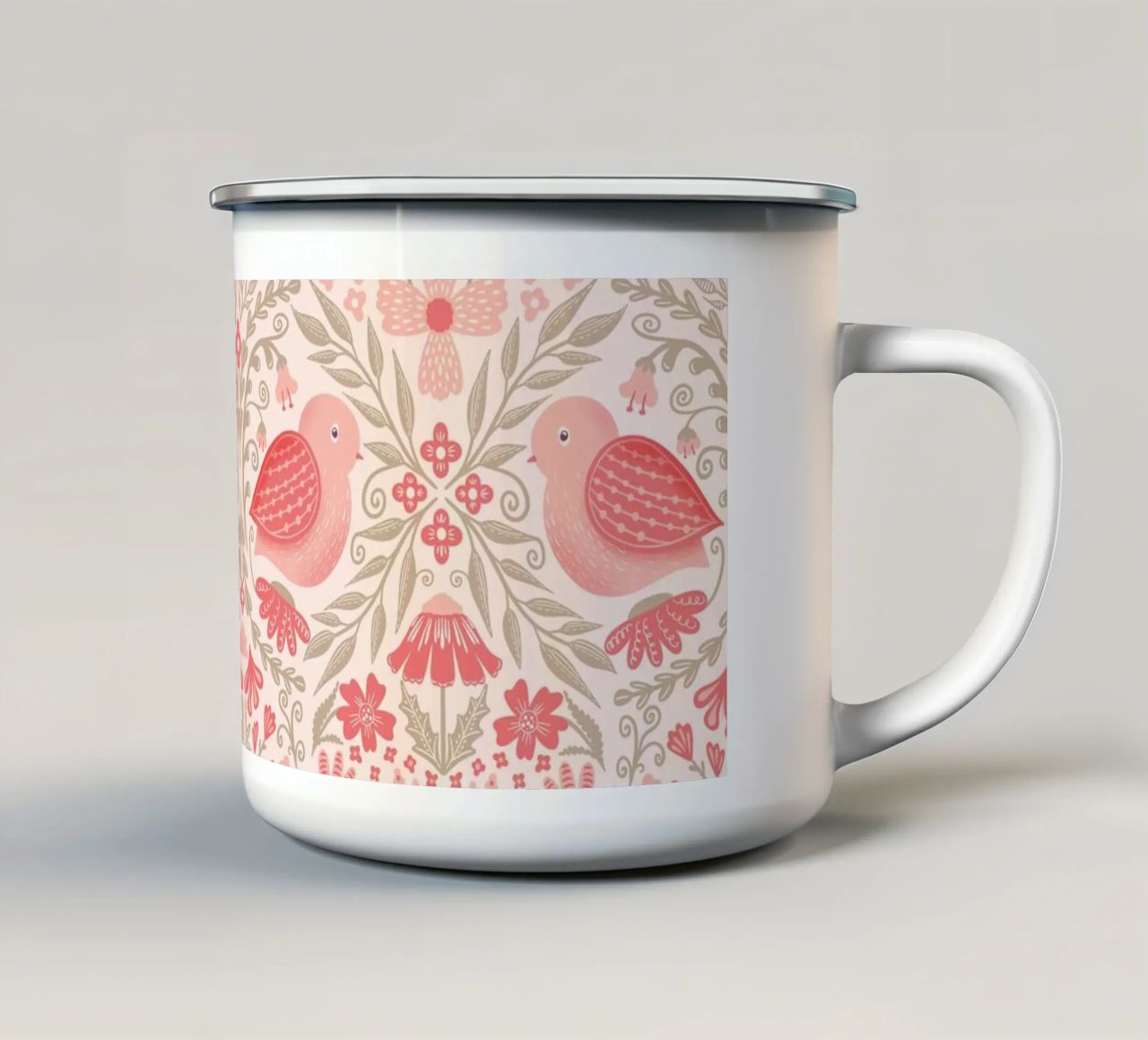 Uccelli barocchi tazza in smalto da nicigabrieldesigns