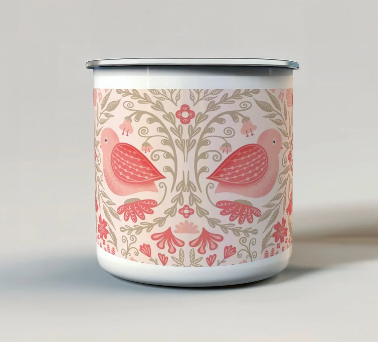 Uccelli barocchi tazza in smalto da nicigabrieldesigns