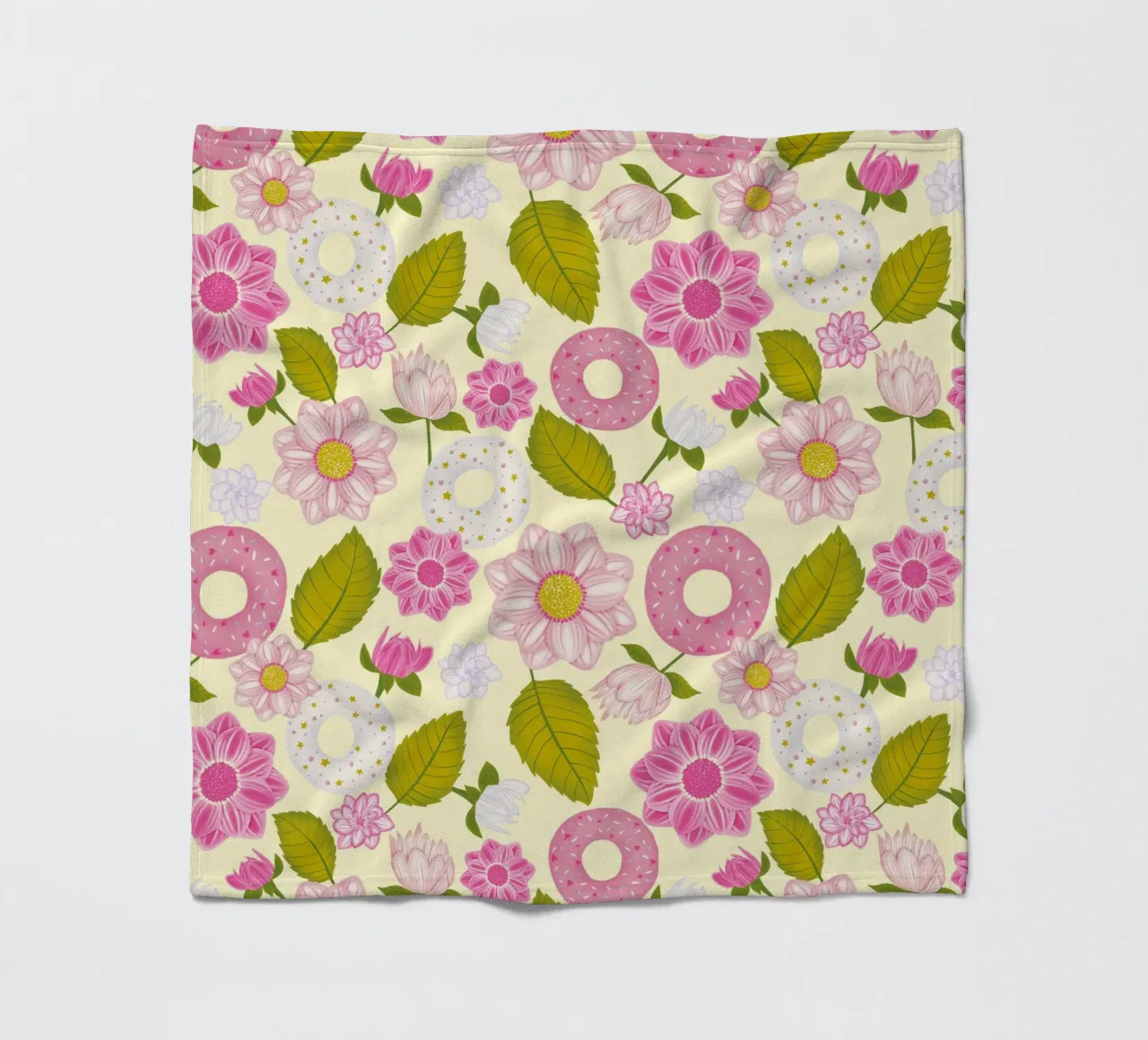 Donuts and Dahlias fleece blanket by nicigabrieldesigns