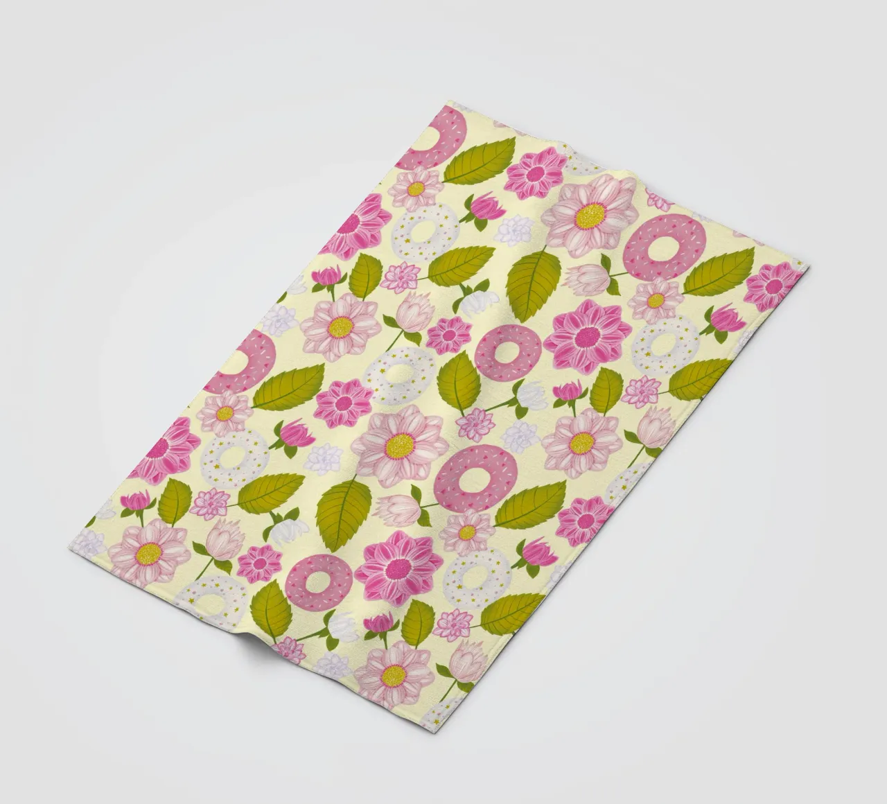 Donuts and Dahlias fleece blanket by nicigabrieldesigns