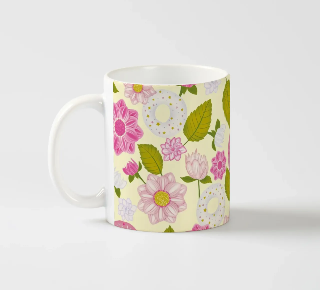 Ciambelle e dalie tazza in ceramica da nicigabrieldesigns
