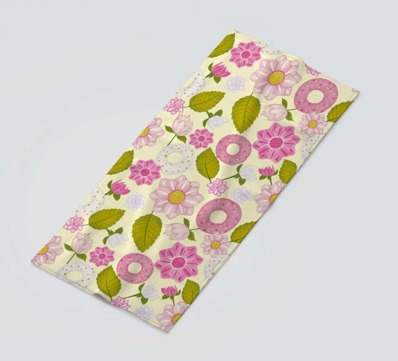 Ciambelle e dalie telo mare da nicigabrieldesigns