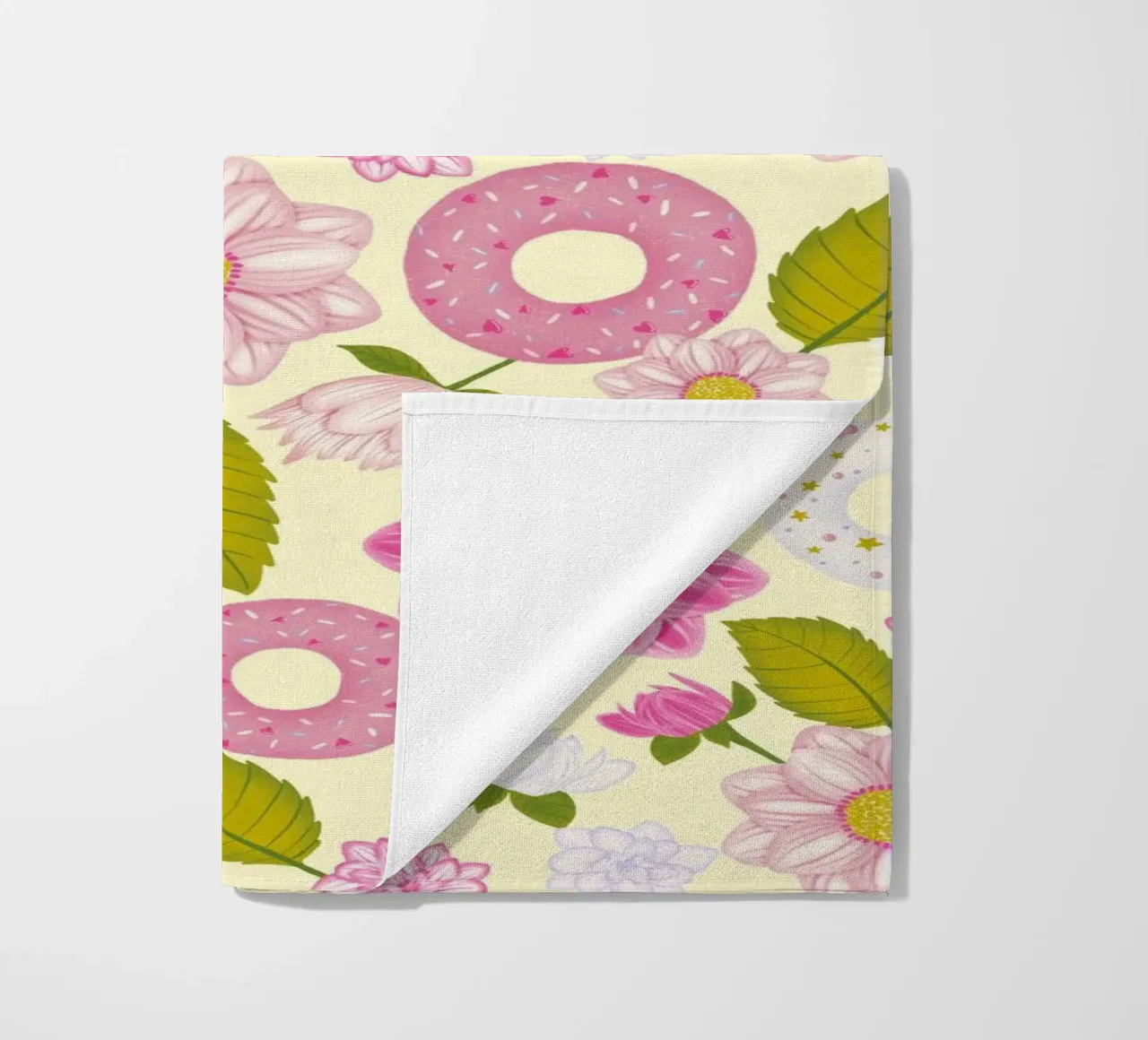 Ciambelle e dalie telo mare da nicigabrieldesigns
