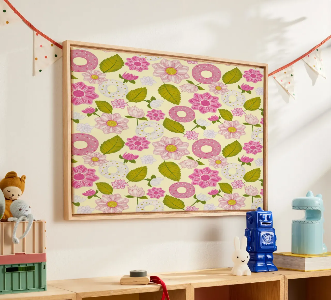 Donuts und Dahlien Leinwand von nicigabrieldesigns