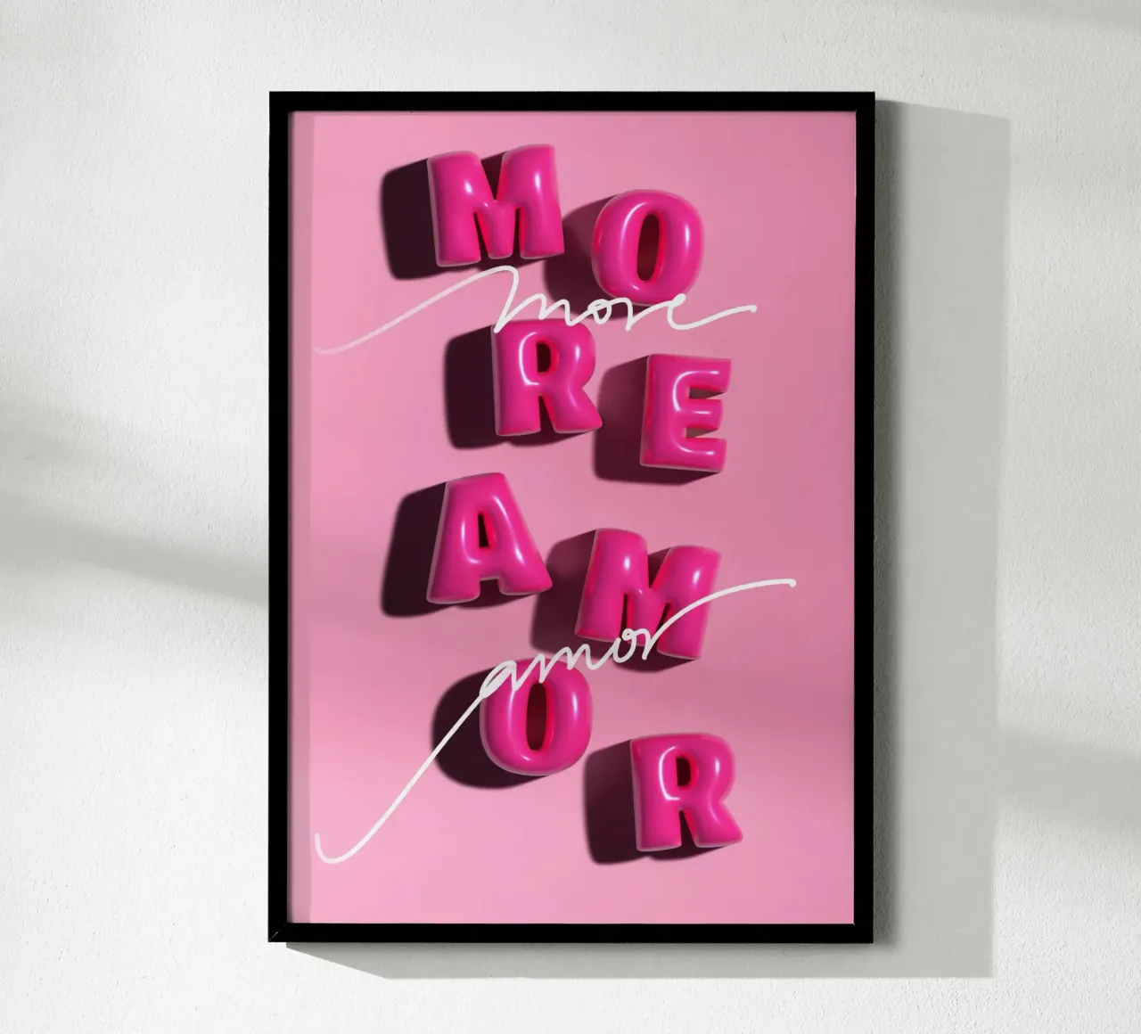 MORE AMOR poster con telaio in alluminio da Einfach Uebel