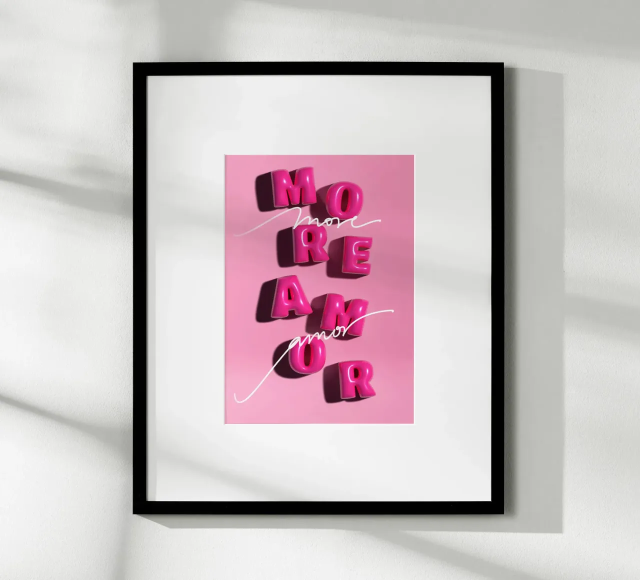 MORE AMOR poster con telaio in alluminio da Einfach Uebel