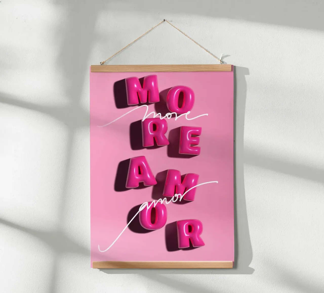 MORE AMOR poster con telaio in alluminio da Einfach Uebel