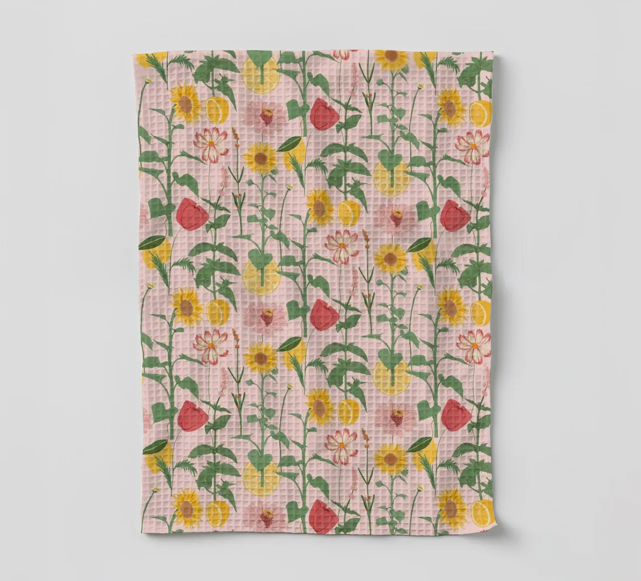 Sonnenblume und Zitrone Geschirrtuch von nicigabrieldesigns