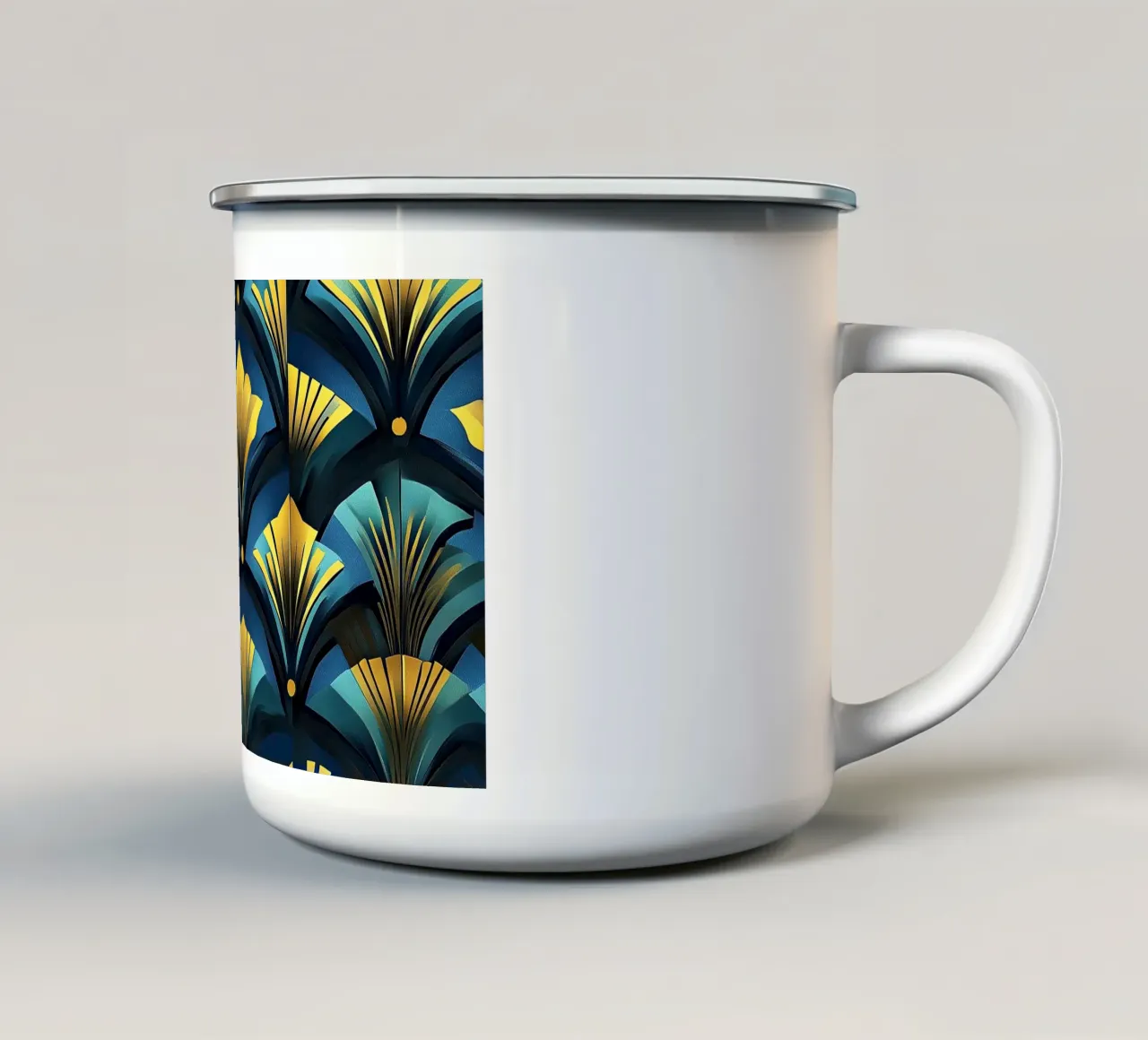 Art Deco "Shimmering Skylines" tazza in smalto da Nikis Art Studio