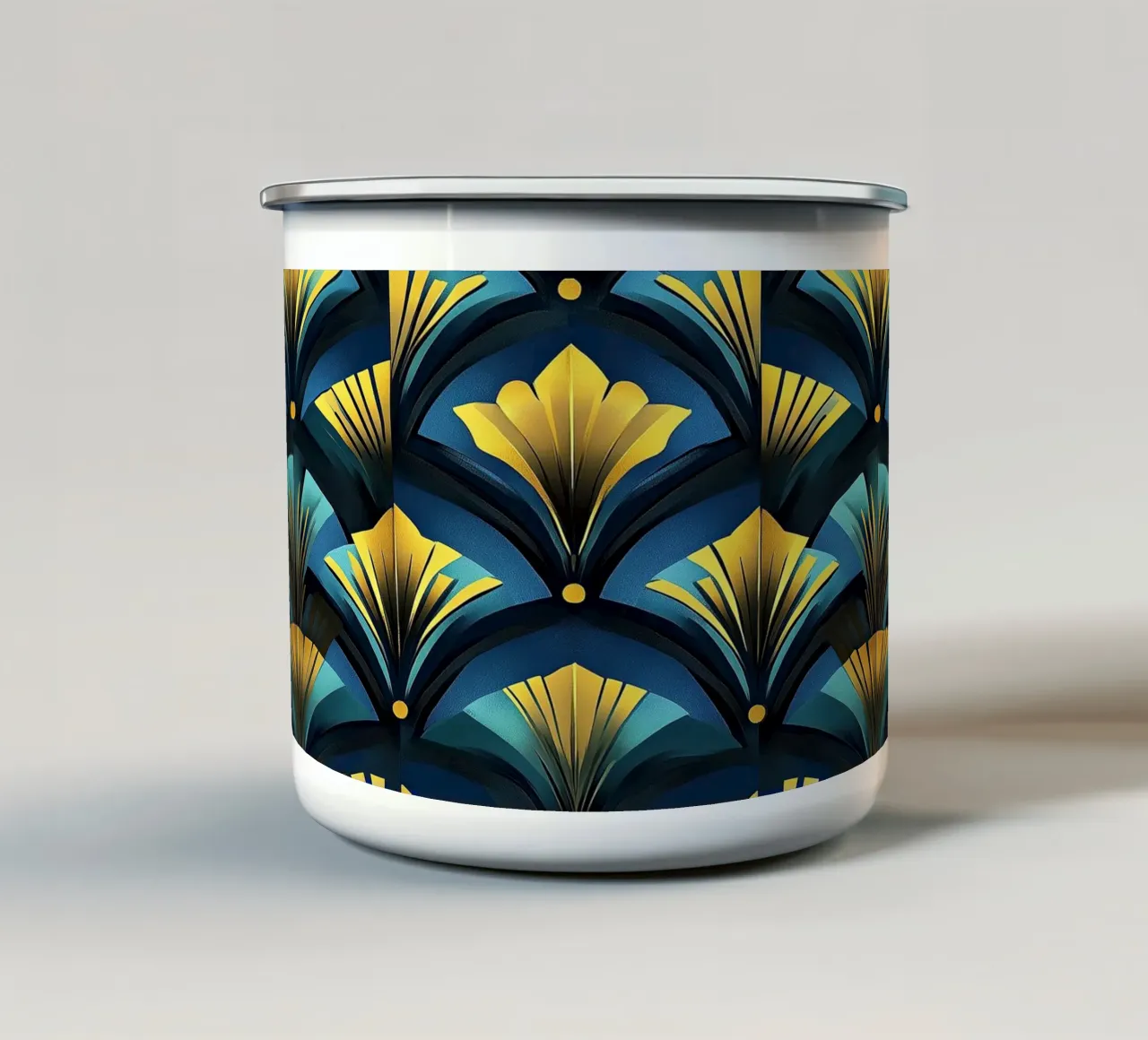 Art Deco "Shimmering Skylines" tazza in smalto da Nikis Art Studio