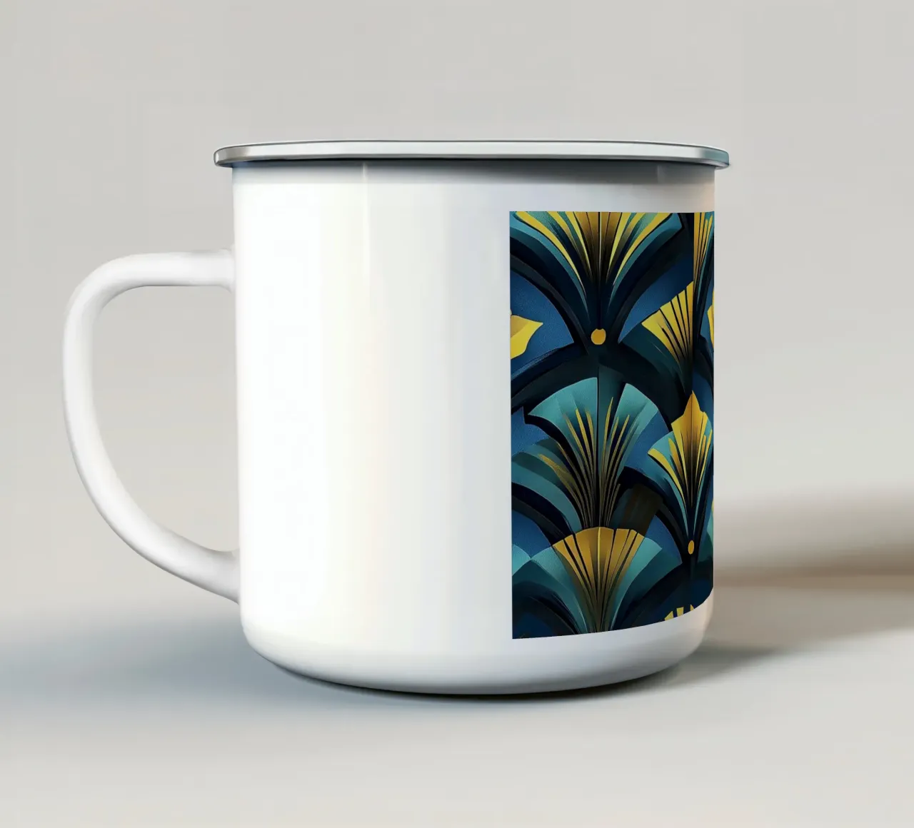 Art Deco "Shimmering Skylines" tazza in smalto da Nikis Art Studio