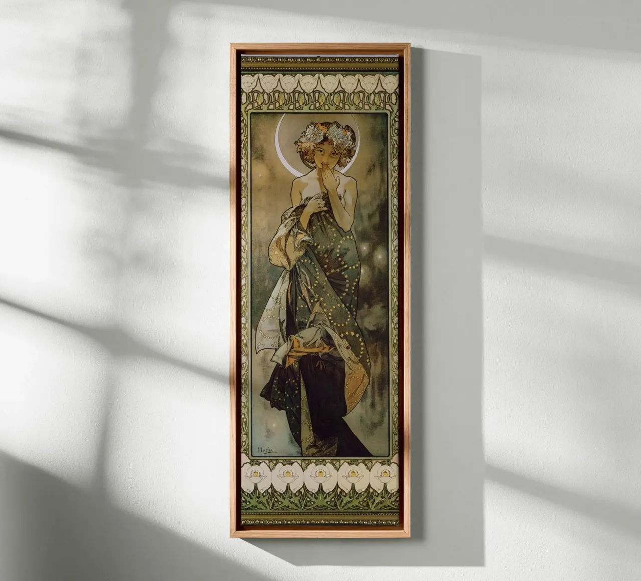 Alfons Mucha - The Moon canvas with Floater frame by ARTOTHEK