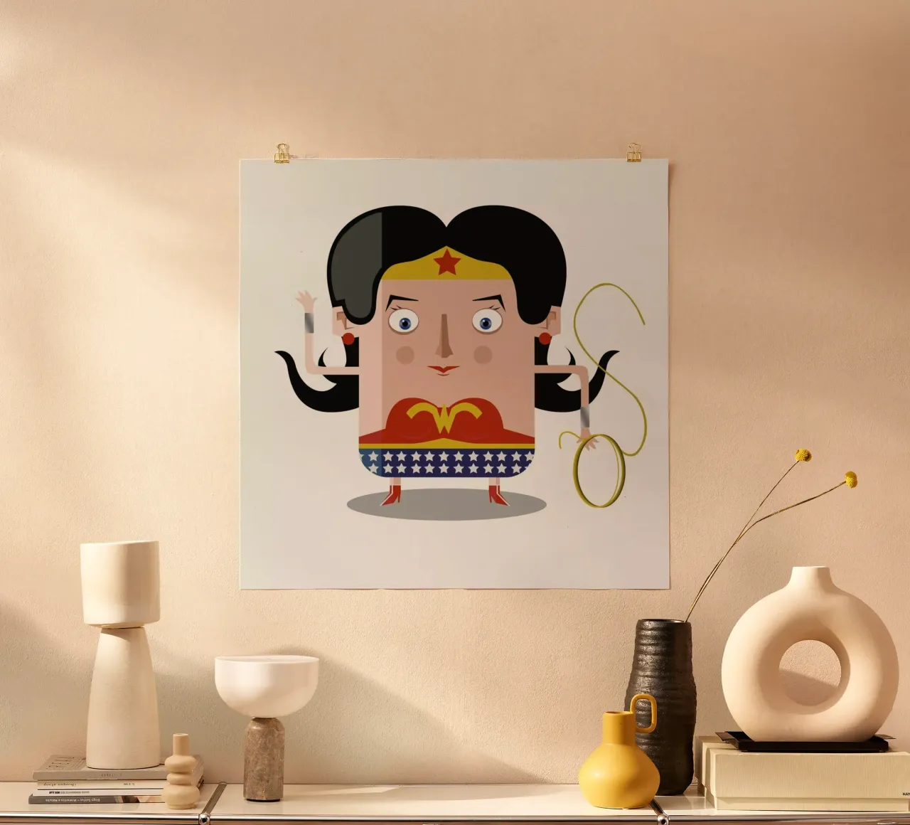 Wonderwoman poster avec cadre en aluminium de Ballooon